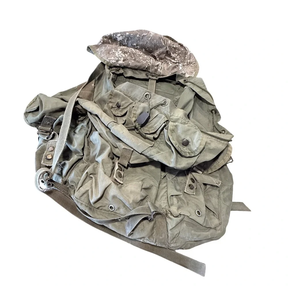 Vintage US Military ALICE Field Pack Olive Drab Green Canvas Tactical Backpack